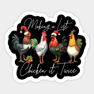 Christmas Chicken Lover Xmas Santa Hat Funny Farm Sticker